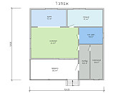 Скандинавский одноэтажный дом из бруса 12х12 с котельной Душица